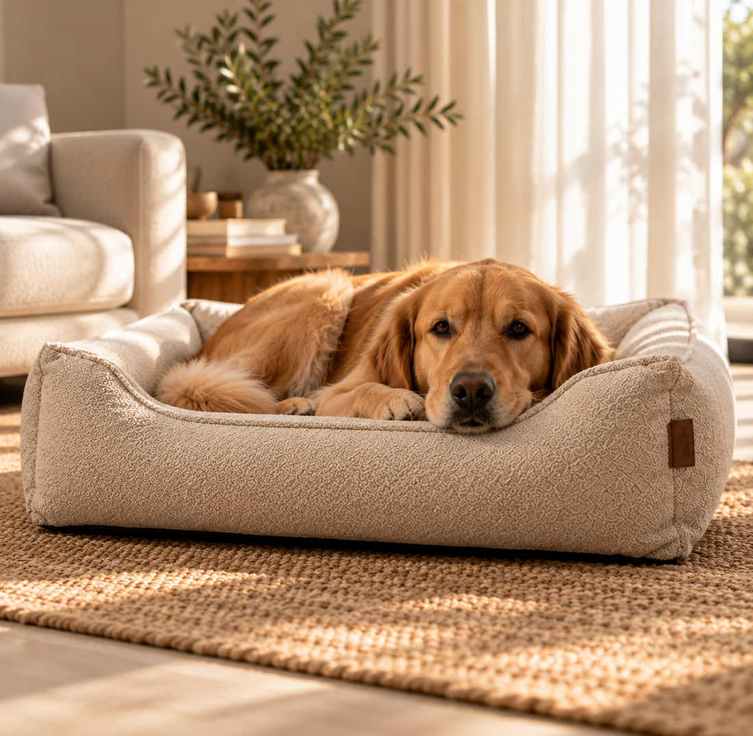 Golden Retriever resting in a CUDDLE CRAFT COZY BED