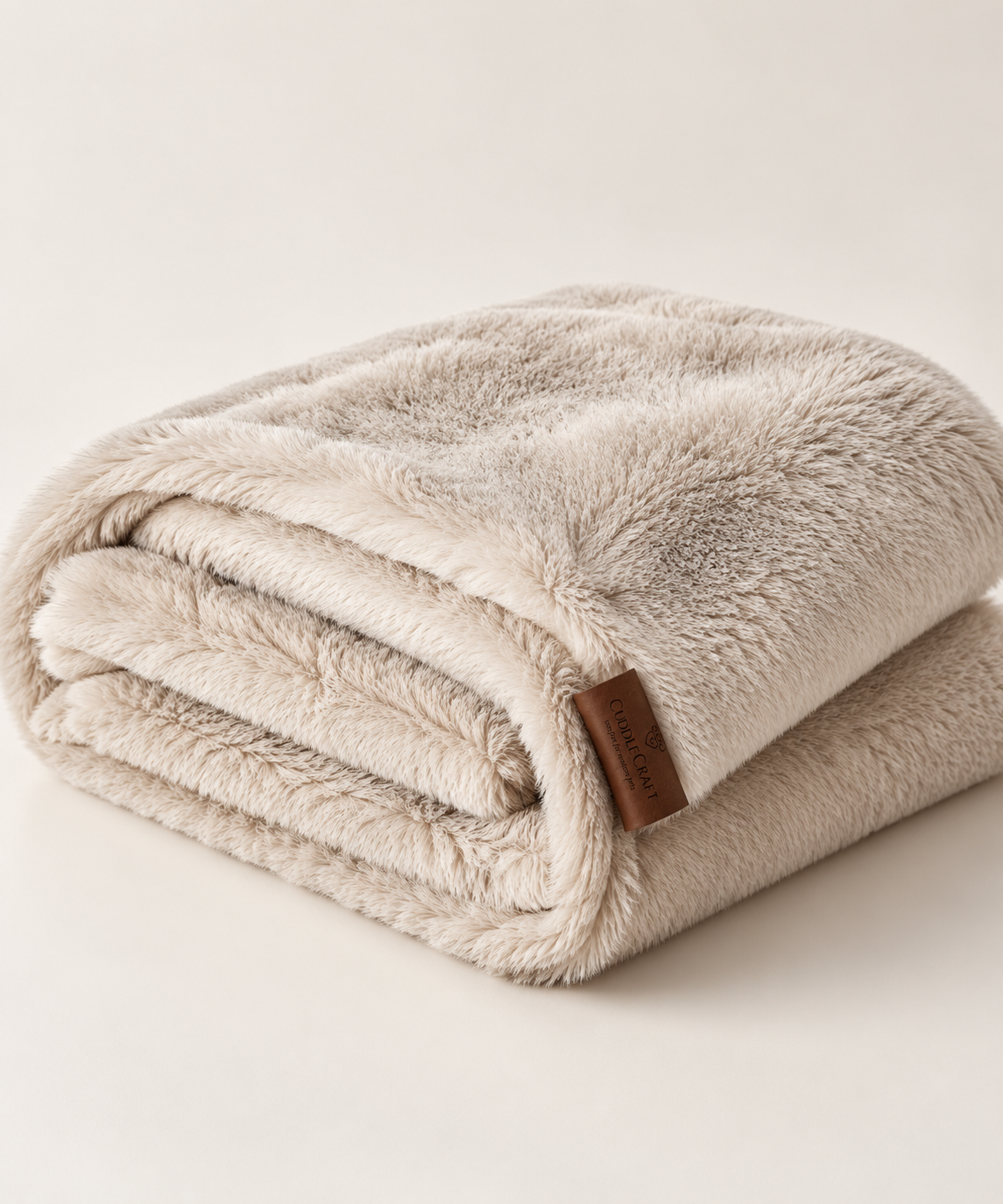 CUDDLE CRAFT BLANKET in Beige Sand — folded blanket