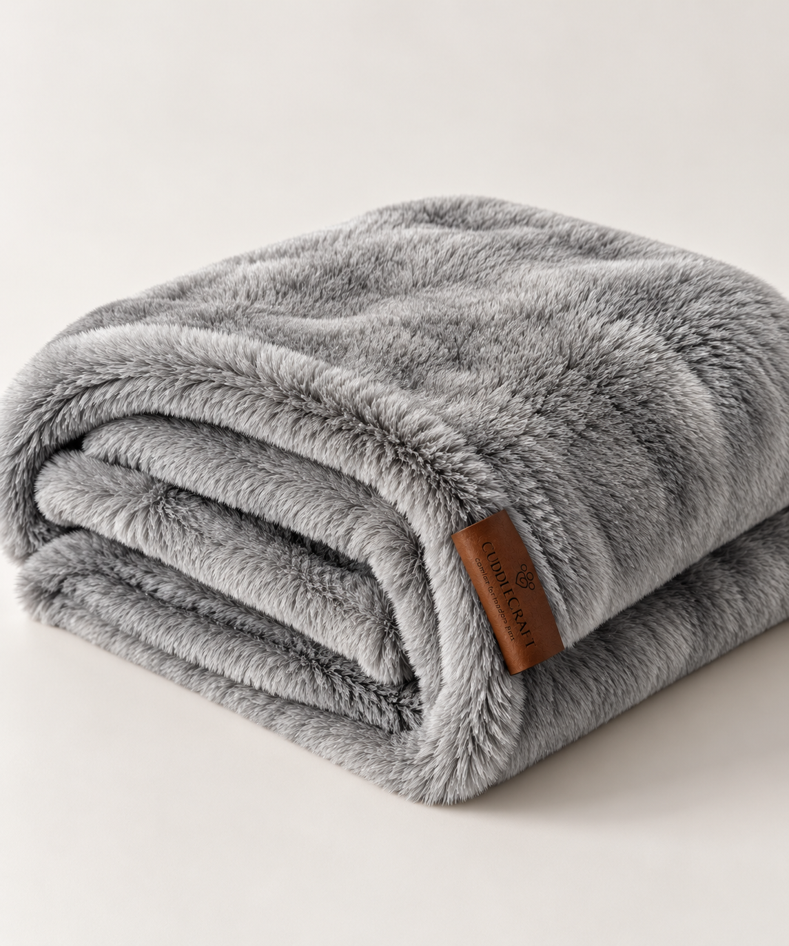 CUDDLE CRAFT BLANKET in Warm Grey — folded blanket