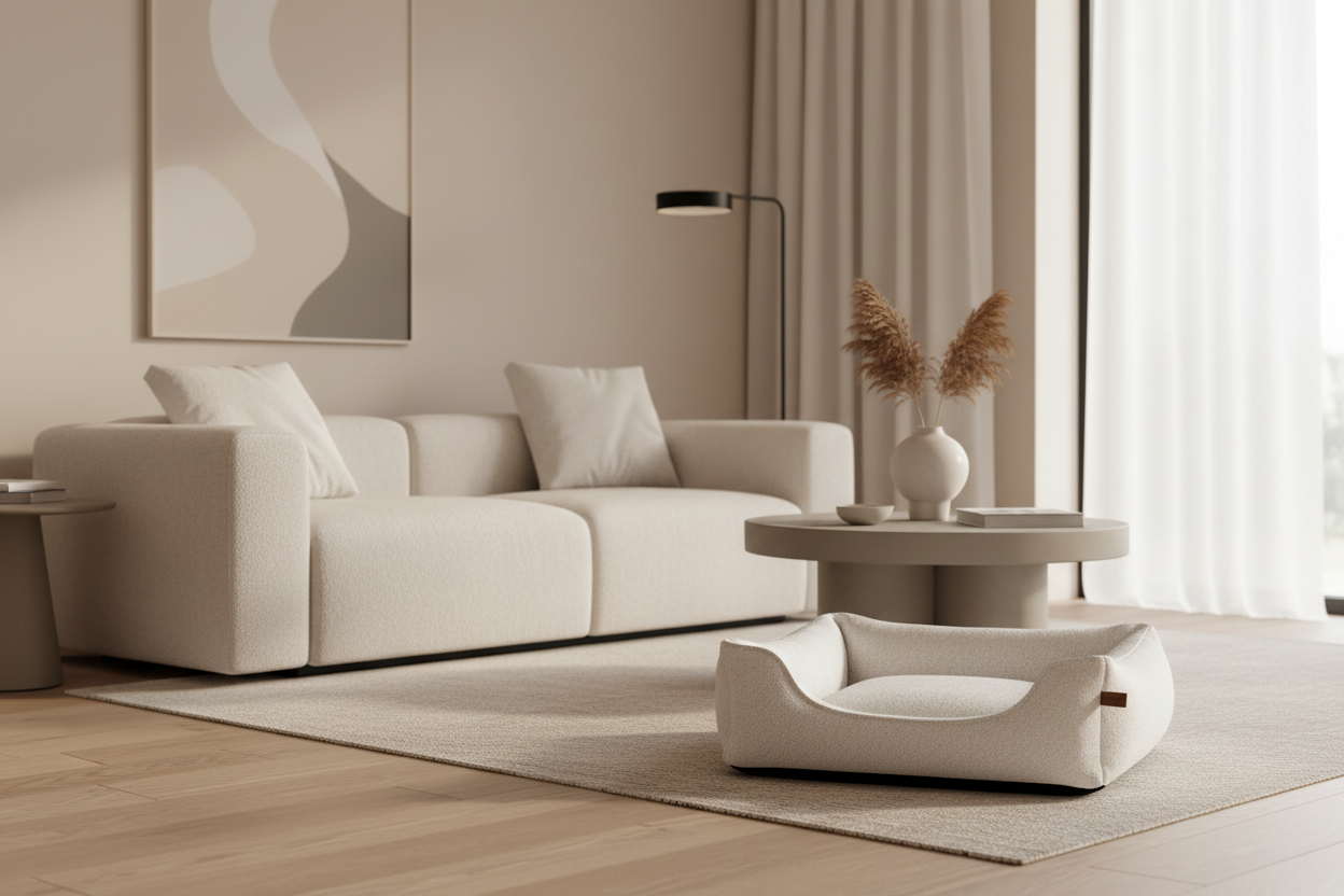 Cozy Bed in minimalist living room