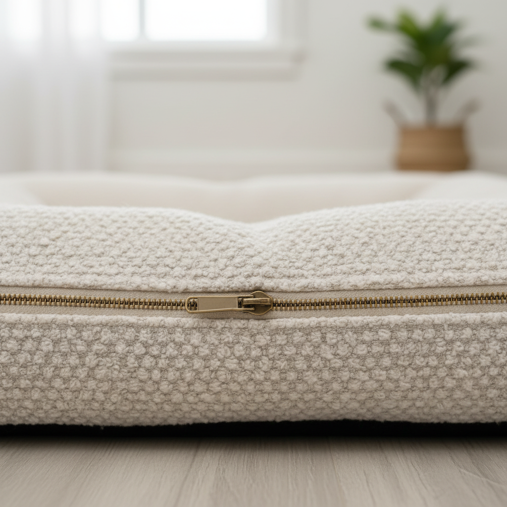 Removable cover dog bed with zipper